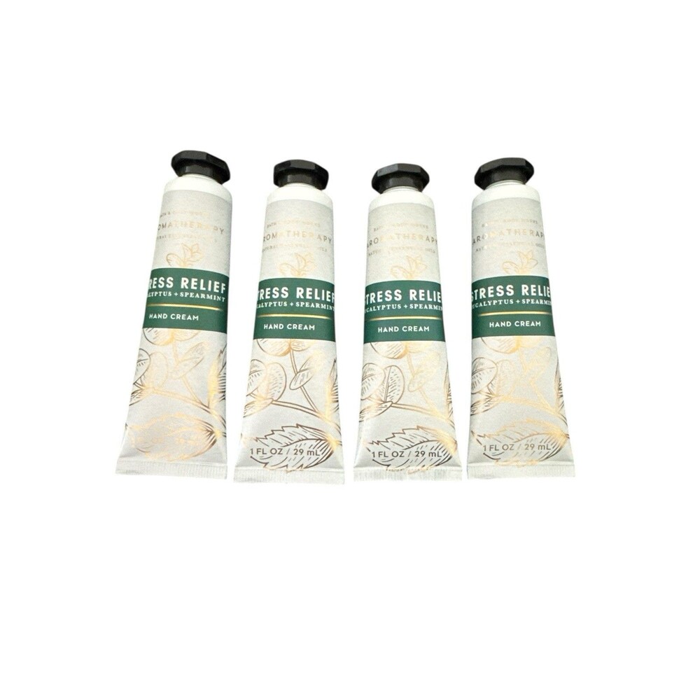 Bath & Body Works Stress Relief Eucalyptus + Spearmint Hand Cream 1 Oz New 4pk